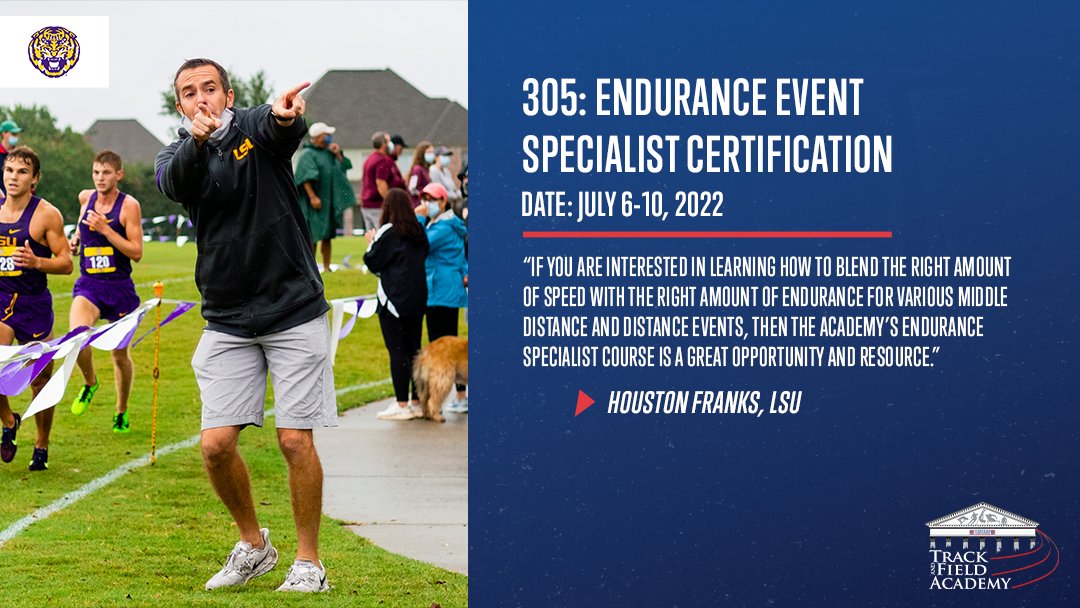 "If you're interested in learning how to blend the right amount of speed w/ right amount of endurance for various middle distance and distance events, then the Academy’s Endurance Specialist Course is a great opportunity and resource." ~ @HoustonFranks1

web2.ustfccca.org/tfa/tfa-future…