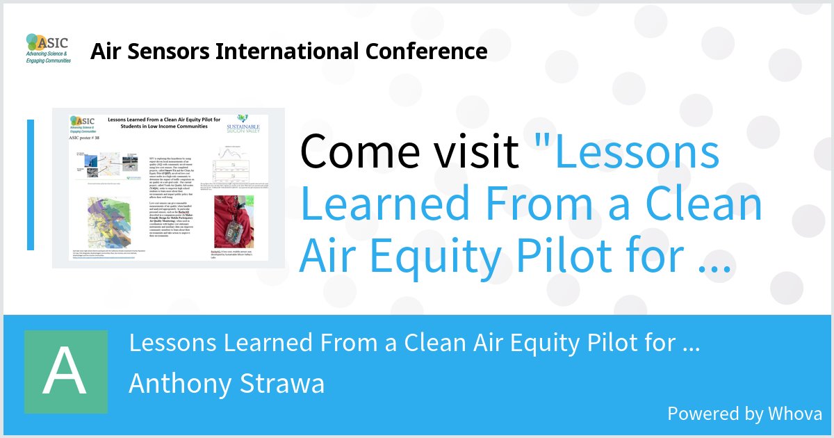 strawa_a's tweet image. Come check out our Poster at Air Sensors International Conference. #ASIC2022 #AirSensorsIntConf2022 #AirQualityResearchCenter - via #Whova event app