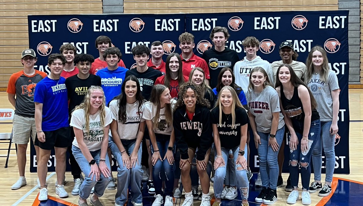 Congratulations to 23 Hawks who were a part of our Signing Ceremony this morning.  Not only great athletes and students (3.72 avg gpa of the group) but even better individuals. Hawk Proud!! <a href="/OlatheEastHawks/">Olathe East High School</a>
