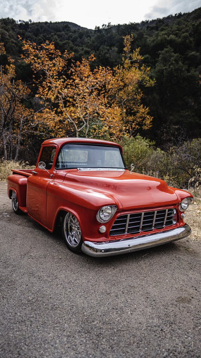 we_4lo's tweet photo. My 1956 Chevy 3100. Has a full TCI engineering chassis, SBC 350, 700r4, Vintage Air AC, Budnik wheels and steering, ridetech coil overs, and black widow exhaust with an x-pipe. #56chevy #chevytruck #autophotography #classictruck #photography https://t.co/Ln0fxpu0CX