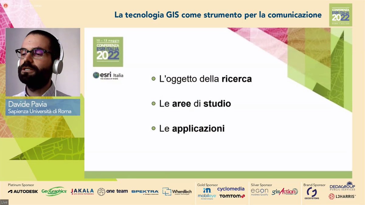 Esriitalia's tweet photo. #conesri2022 #GIS come strumento per la comunicazione: Strumenti e metodologie #wherebased per la valorizzazione e promozione delle mete marginali con Davide Pavia, @SapienzaRoma #Esriitalia #thescienceofwhere https://t.co/fOwlnrexFH