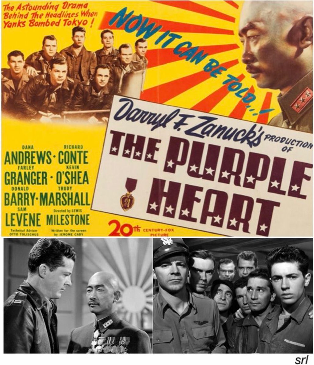 SaveRedlandLibr's tweet photo. 6:10pm TODAY on @TalkingPicsTV
The 1944 #War film🎥 “The Purple Heart” directed by #LewisMilestone & written by #JeromeCady based on a story by by #DarrylFZanuck (as Melville Crossman)
🌟#DanaAndrews #RichardConte #FarleyGranger #KevinOShea
#DonBarry #SamLevene #TrudyMarshall https://t.co/rvjoEboOkc