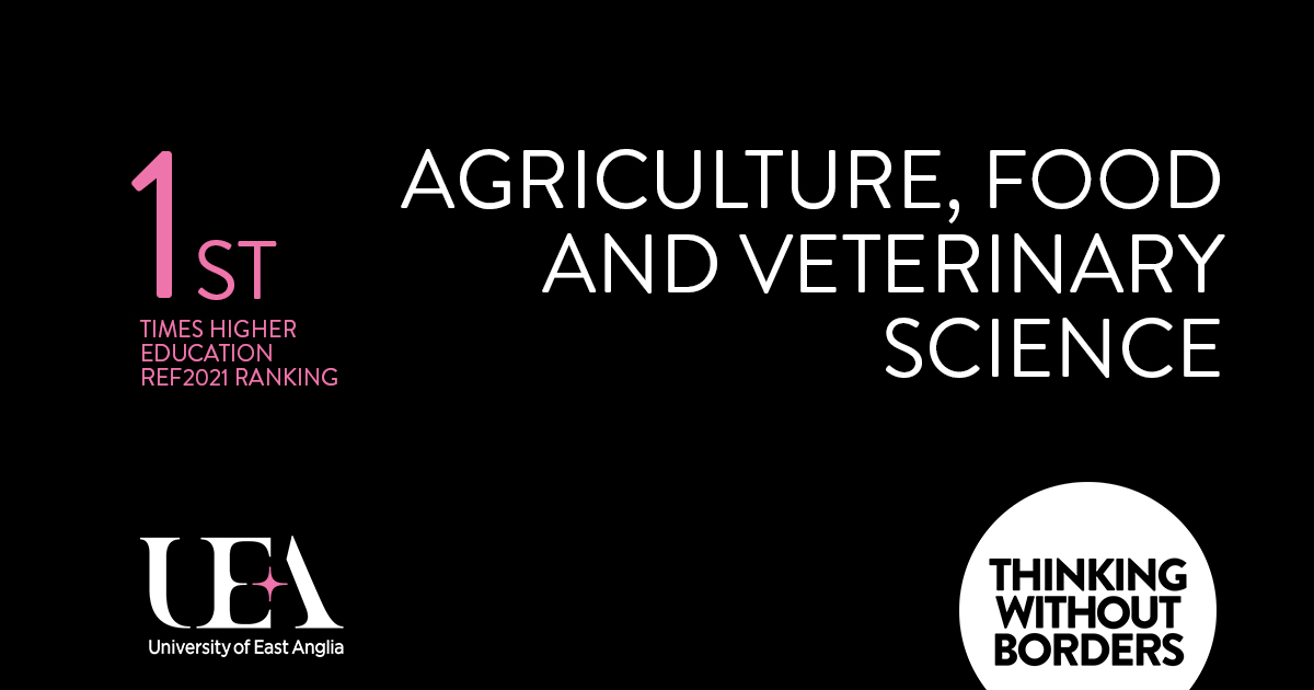 uniofeastanglia's tweet photo. UEA is joint top of @timeshighered's ranking for Agriculture, Food and Veterinary Sciences in the Research Excellence Framework
See more: https://t.co/C66A1ielIv
@Ueamed @ueaenv @QUBelfast @TheSainsburyLab @UEAHSCP @TheQuadram @NIHA_Norwich
#UEAREF #REFResults https://t.co/EEXRKNtPo9