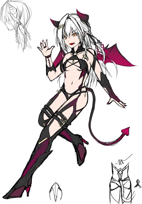 次回作、サキュバス作品の3Dモデル途中版をCi-enプランにて先行公開しました!
https://t.co/3cRF1Lvfqp

キャラデザは画像です(ラフですが)🦇
まだ後工程(ウェイトや表情設定など)があるのでプラン限定としましたが、6月にはそれが終わってこちらでも公開できると思います。 