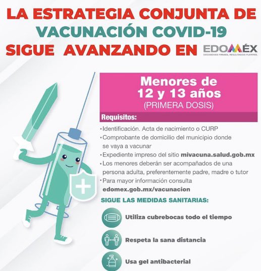epo244's tweet photo. No lo olvides! Si tienes 12 y 13 años y vives en #Ocoyoacac y #SanMateoAtenco; acude a recibir tu primera dosis. #EstrategiaDeVacunación
👉Sedes y horarios: https://t.co/RsisvlQRnC
@alfredodelmazo @geramonro05 @israeljeronimol https://t.co/pPuDxI8lRv