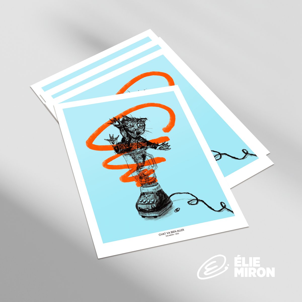 👋 Miahoouw, nouveau dessin! 
Titre : Chat va bien aller
Collection : Prompt Pulsion
Art Digital sur iPad
Création : 2022
Reproduction Fine Art disponible 🤘 
eliemiron.com/product/chat-v…

#illustration #dessindujour #digitalart #funnyart #kitten #chaton #cavabienaller #blender #art