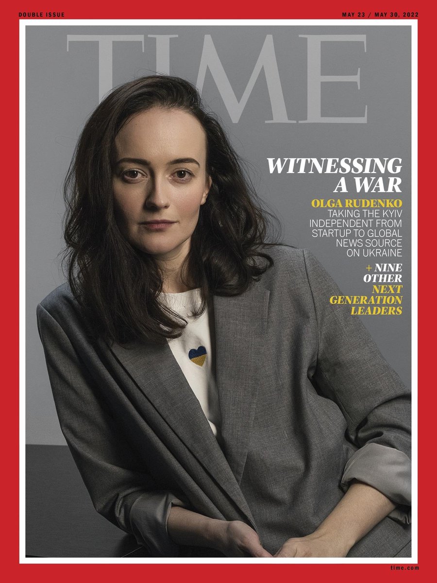 Kateryna_Kruk's tweet photo. Collective Pulitzer for Ukrainian journalists few days ago and now @KyivIndependent @olya_rudenko on @TIME cover.
Very much deserved recognition of Ukrainian journalists, especially those who adhere to the highest standards of journalism and citizen duty. https://t.co/xLsjLTUDzo