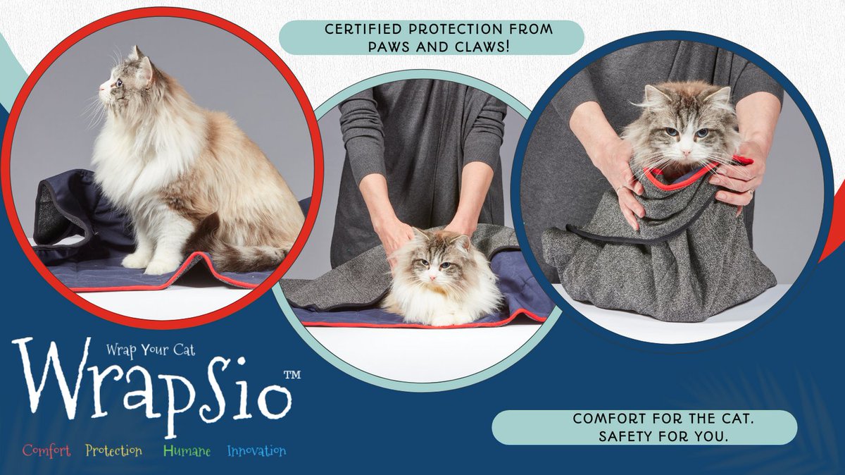 WrapsioWraps's tweet photo. Around one fifth of owners stop trying to give their cat medication after just a few doses.
One of the challenges mentioned is potential human injury. 
77% said their cat(s) had tried to bite or scratch them.
If only they had a Wrapsio Cat Wrap!
#catbite #CatsofTwittter https://t.co/CvYh4P2nHX