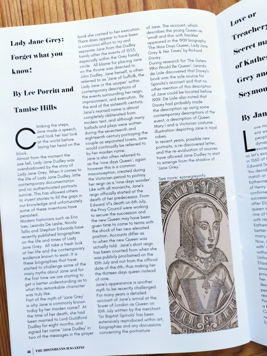 GreyRevisited's tweet photo. Couldn't be prouder of our first article for @historiansmag co-authored with @janegreyinfo the paper copy arrived today. Am loving the free bookmark. #History #Tudors #LadyJaneGrey #Forgetwhatyouknow https://t.co/BM55RqVBWk