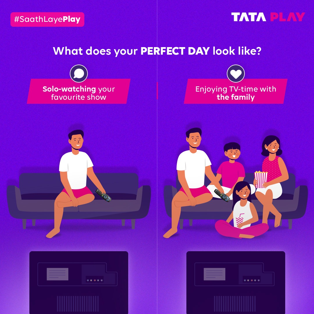 TataPlayin's tweet photo. Perfect day toh nahi pata, par perfect entertainment toh family ke saath hi hota hai! #SaathLayePlay
#TataPlay #MoreEntertainment #MoreForAll #TataPlayFun #EntertainmentAurBhiJingalala #AaoPlayKare https://t.co/W5nGmMwFcI