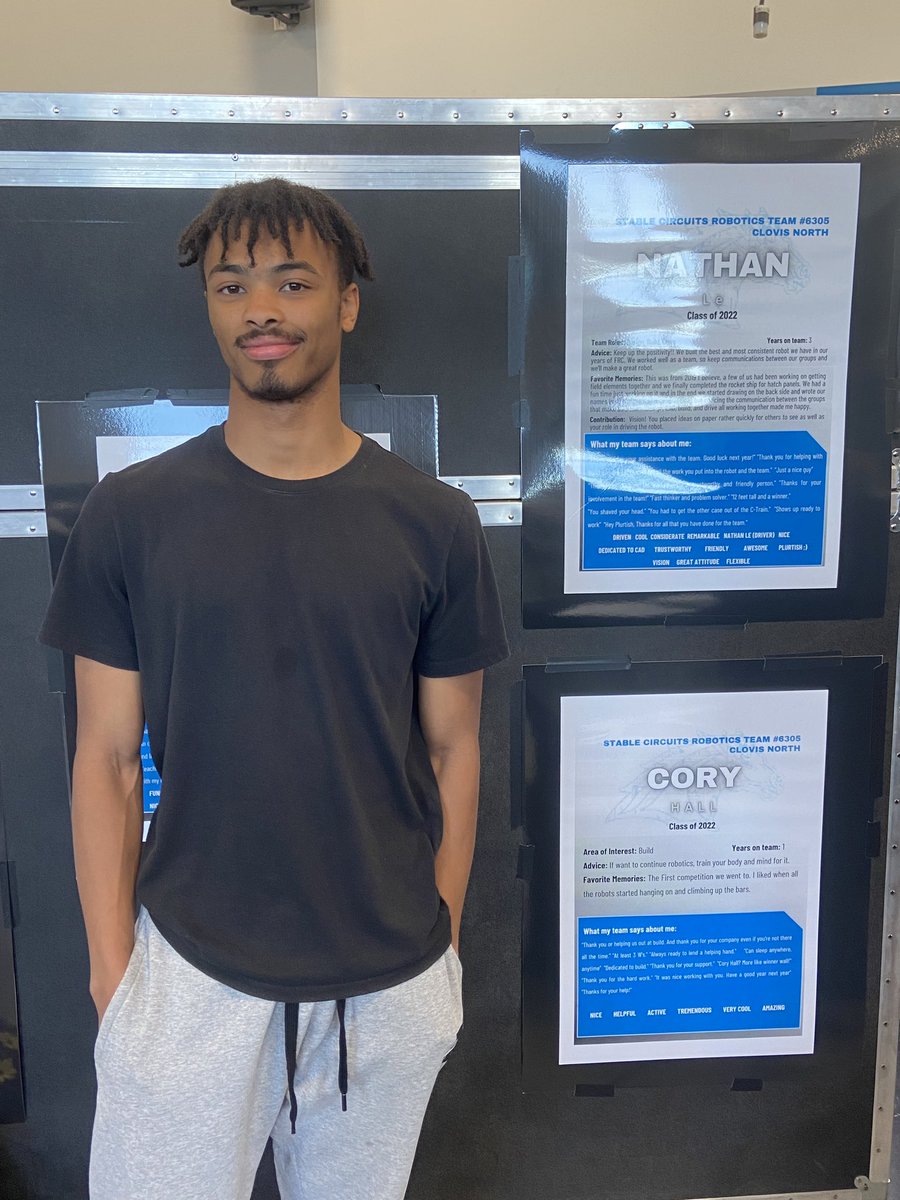 team6305's tweet photo. SENIOR SPOTLIGHT: Cory Hall
Although this was Cory's first year in robotics, he did a great job in build. We believe he will continue his passion on motorcycles.
"Always ready to lend a helping hand."
"Cory Hall? More like winner wall!"
"Thank you for the hard work."
Thank you! https://t.co/2FCfR3nT1k