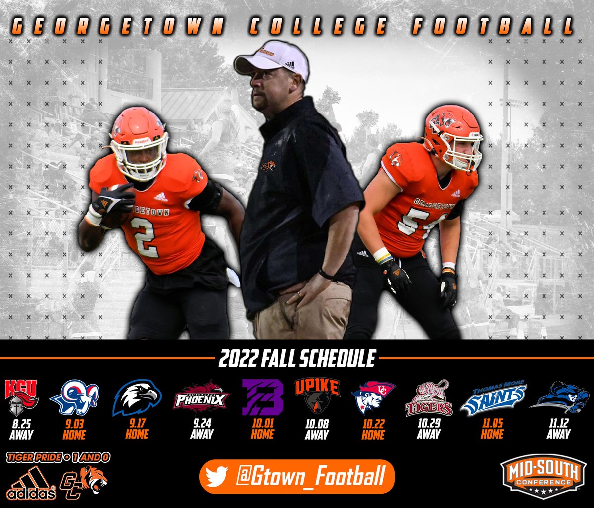 The 2022 Tigers schedule is out!  
#TigerPride 🐅 | #TheProwl

georgetowncollegeathletics.com/article/4132.p…