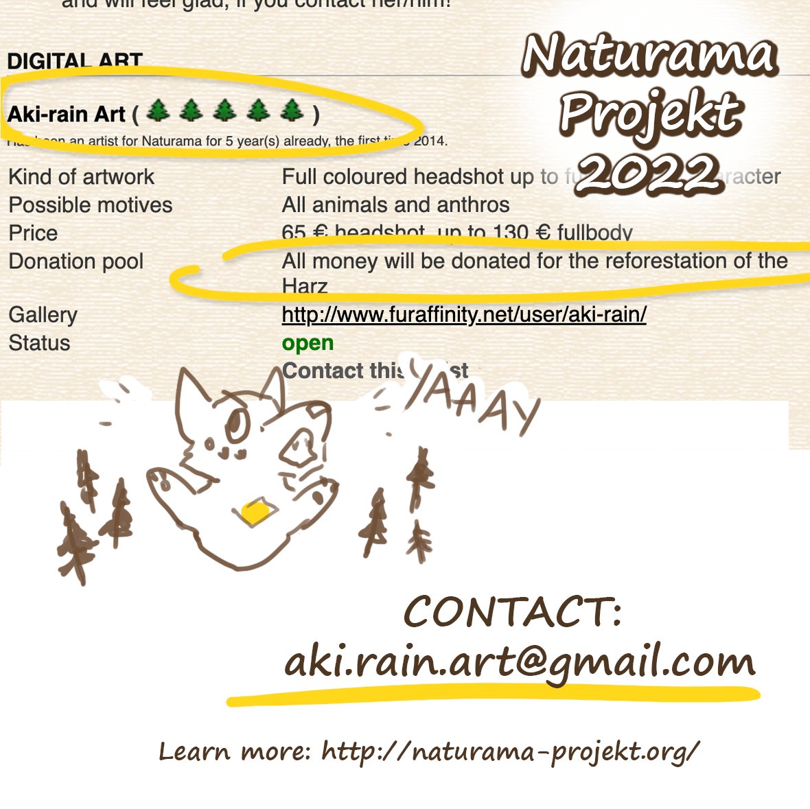 akirainart's tweet photo. You get: Pretty art
The forest gets: REFORESTED! 

Taking c0mmissions in exchange for d0nations that will go toward reforesting the incredible Harz region of Germany! Contact me at the 📧 in my bio!

Learn more at: @NaturamaProject https://t.co/JKGGvYE6JH