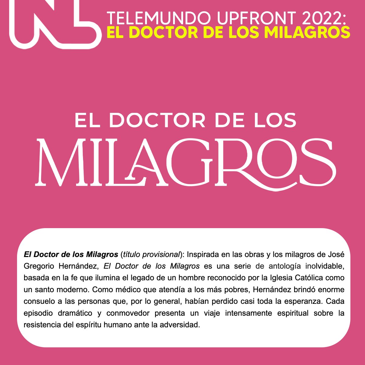 NovelaLounge's tweet photo. #TelemundoUpfront: #ElDoctorDeLosMilagros https://t.co/sCKXjNGECG
