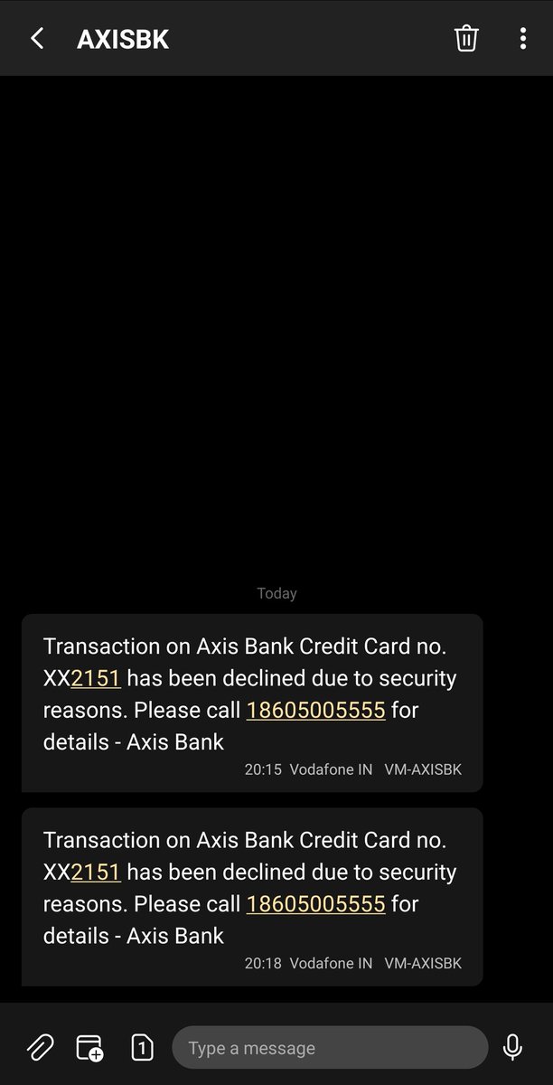 iamravindera's tweet photo. @AxisBankSupport Hi, I got a message saying my transaction got declined. But I haven't tried to do any transaction. I tired calling the number, but no response. https://t.co/VsGdgeFIpC