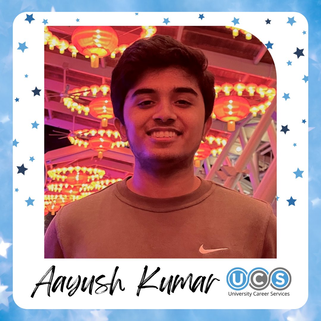 We are highlighting students who have summer internships. Meet rising sophomore, Aayush Kumar who works at UCS as an External Relations Intern. He will be working with INC Consulting over the summer as an Analyst Intern.