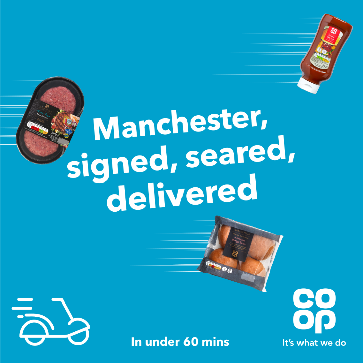 Manchester stores offer <a href="/coopuk/">Co-op</a> delivery in under 1 hour! Order from Corporation Street Co-op to get delivery to your door 🙌 Find out more at shop.coop.co.uk