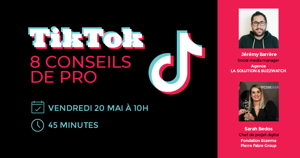LaSolutionBuzz's tweet photo. #TikTok, tout le monde en parle, mais comment ça marche ?🤌
On vous répond lors d'un webinar vendredi 20 mai en compagnie de Jérémy, notre social media manager et de notre cliente Sarah qui nous fait le plaisir de venir témoigner.
Inscriptions ▶️ https://t.co/TEBfoQYa39 https://t.co/yj5ZerCKxv