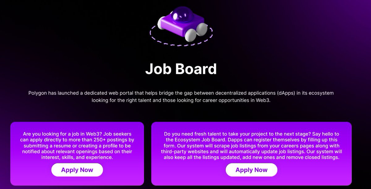 0xBugga's tweet photo. #PolygonAlpha Finding it hard to recruit talent for your team? Don't forget Polygon Village can help with Job board ! https://t.co/Mqeo76yrkP