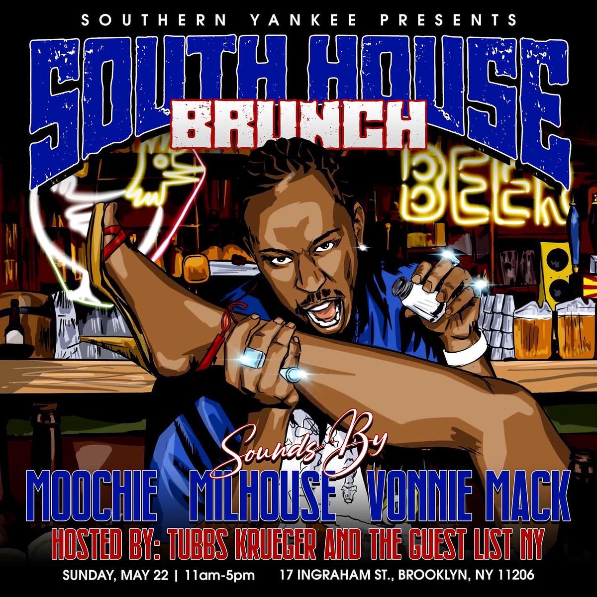 TheGuestListNY's tweet photo. Y’all, we are setting the tone for the summer EARLY. Join us &amp; #southhousenyc on 5/22 in BK for the only way to kick off NYC summer, with a bottomless southern style brunch. We have great DJs bringing great tunes and we’re bringing the good food and vibes. Link in bio for tickets https://t.co/Rqz16AVcXx