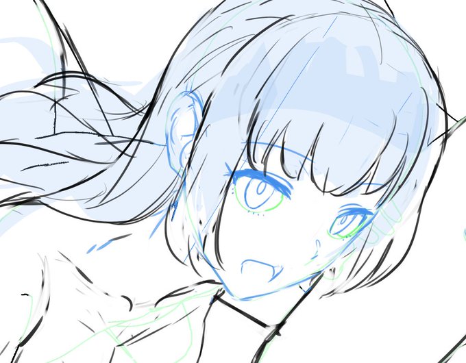 TIPS完了したのでFANBOX限定絵のつづき。今回も出かけ先でおおよそのラフの形を構築しました。 