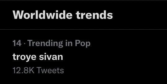 UpdatedTS's tweet photo. 📈| ‘troye sivan’ is currently trending #14 Worldwide! https://t.co/3ynWmmoX3K