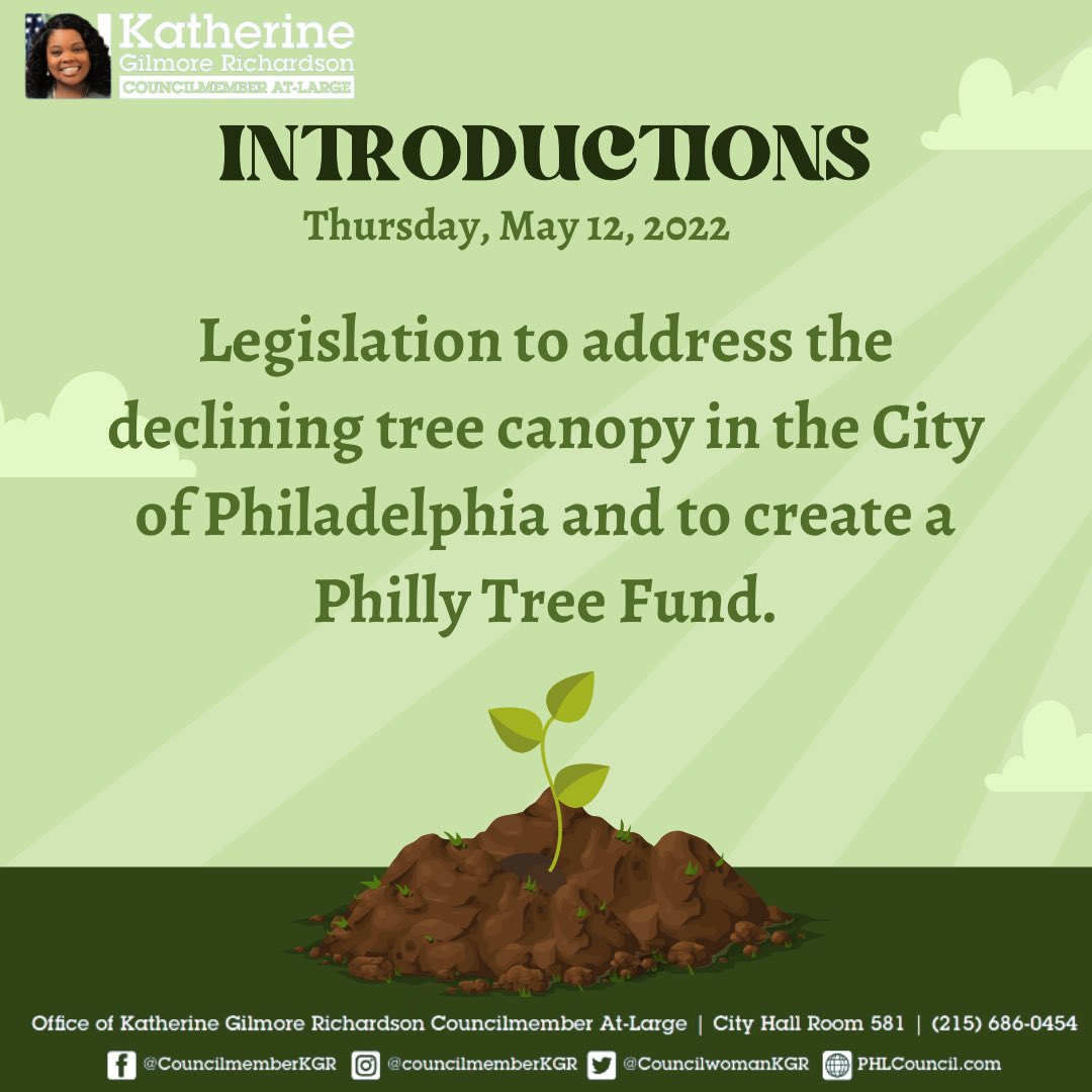 CouncilwomanKGR's tweet photo. Today I introduced legislation to
address our city's declining tree
canopy and promote environmental
justice by closing loopholes in the
zoning code and creating a new Philly
Tree Fund 🌳

Read more about it here ⬇️

https://t.co/yeLnSq6iMD https://t.co/9vIS34tXxQ