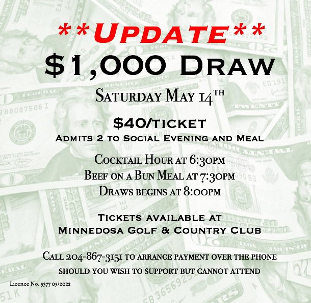 Minnedosa Golf Club (@minnedosagolf) on Twitter photo New plan of attack for Saturday. $40 for two meals and a chance at $1,000 and much more!!
Keep your fingers crossed for warm sunny days and the integrity of our sandbags 🤞🏼 New plan of attack for Saturday. $40 for two meals and a chance at $1,000 and much more!!
Keep your fingers crossed for warm sunny days and the integrity of our sandbags 🤞🏼