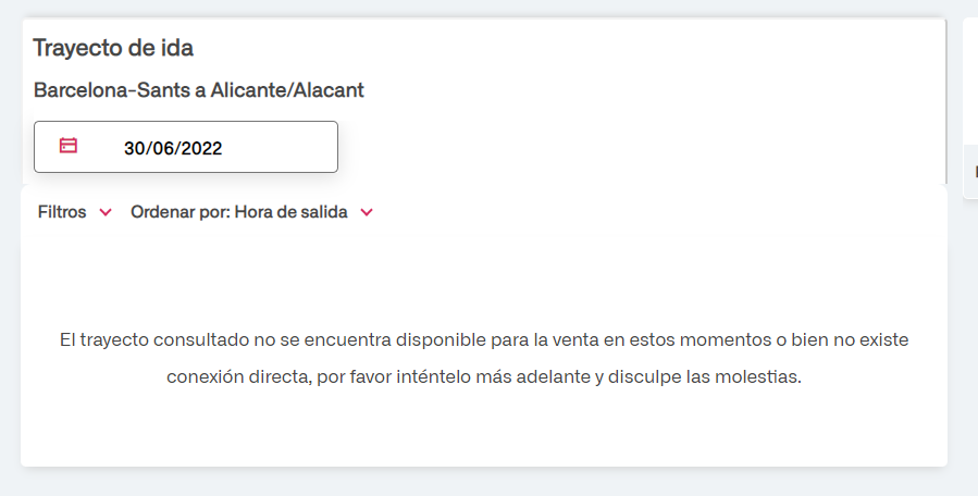 AlexCopC's tweet photo. Hola @Renfe @Inforenfe ¿Me podéis explicar cómo es posible que aseguréis que iban a salir todos los billetes del mes de Junio para el trayecto Barcelona Sants - Alicante y en el día 30 no sea posible hacer la compra? https://t.co/9Qpc9g1LZB