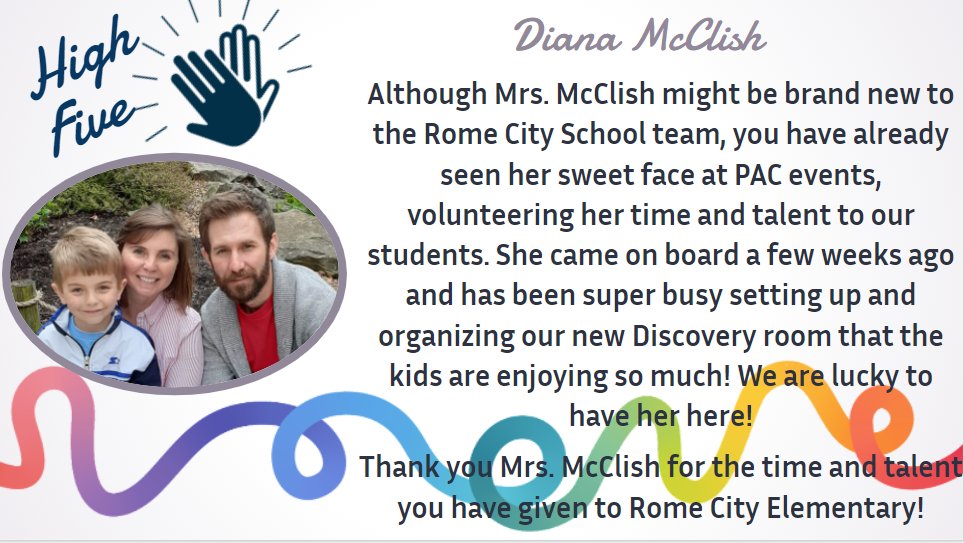 RomeCitySchool's tweet photo. Please go to Facebook and add comments with your appreciation for staff members. DON'T FORGET TO SHARE!!! https://t.co/kqtYGRKTQU https://t.co/545sc5ReFR