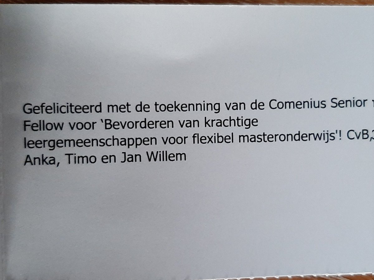 thz584's tweet photo. Mooie waardering vanuit het CvB van @Saxion voor de toekenning van de comenius senior fellow. (cc @TimoKos) https://t.co/WiUBuowY1n