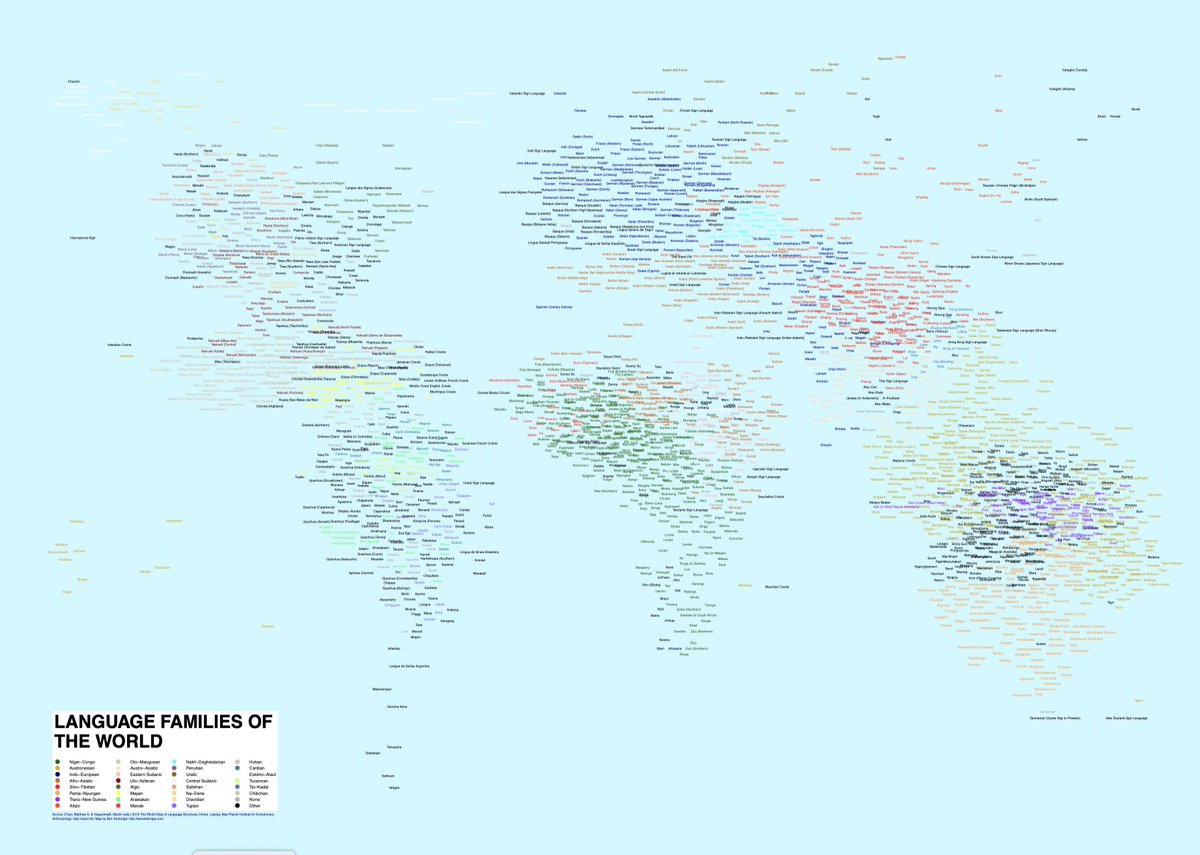 Ben Ambridge (@benambridge) on Twitter photo I made a map of EVERY LANGUAGE IN THE WORLD (...Atlas of Language Structures) and you can download it for FREE here in A0 or 2-A0 size PDF: osf.io/bqg5w/ Ask your local print-shop to run one off for you! wals.info Thanks Matthew Dryer, <a href="/haspelmath/">Martin Haspelmath</a> & team! I made a map of EVERY LANGUAGE IN THE WORLD (...Atlas of Language Structures) and you can download it for FREE here in A0 or 2-A0 size PDF: osf.io/bqg5w/ Ask your local print-shop to run one off for you! wals.info Thanks Matthew Dryer, <a href="/haspelmath/">Martin Haspelmath</a> & team!