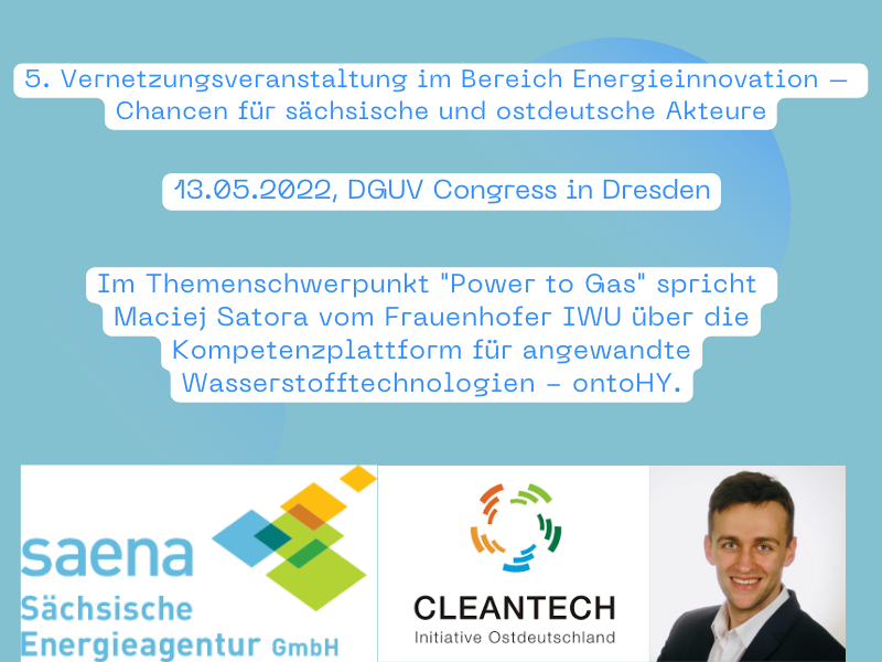 Bei der morgigen Veranstaltung von #SAENA über Möglichkeiten und Technologien der Energiespeicherung, wird auch Maciej Satora einen Vortrag halten und das Projekt #ontoHY vorstellen.
Wir freuen uns auf die Möglichkeit zum gemeinsamen austauschen und vernetzen!