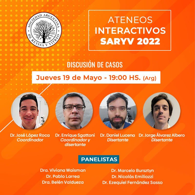 Ateneos Interactivos SARyV 2022

Discusión de casos
👉🏻 Jueves 19 de mayo 19:00 hs. (Arg)

Transmisión en vivo por nuestro canal de YouTube 😉