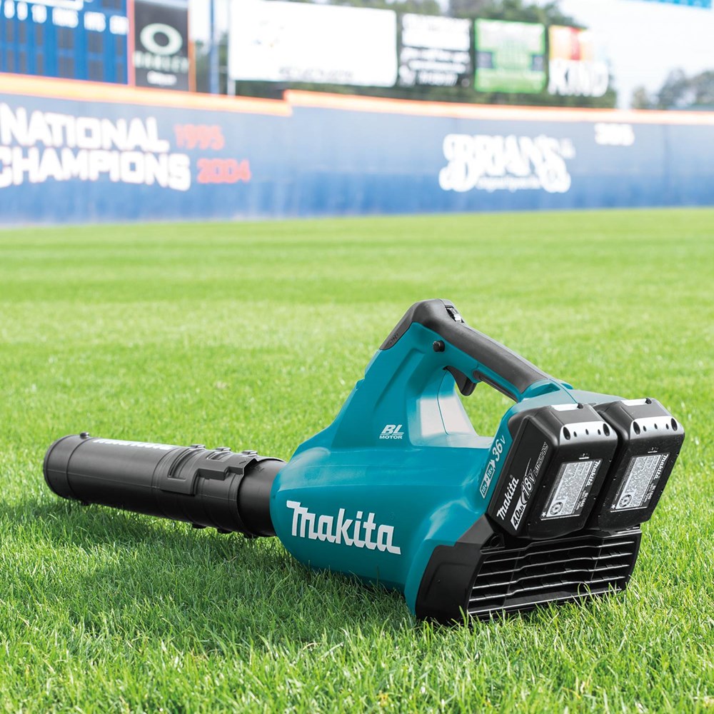 Make your cleanups easier with a 36V (18V X2) LXT® Brushless Blower. The in-line fan design provides better balance while delivering up to 120 MPH of air velocity. Get all the power of gas but with lower noise, less maintenance, zero emissions, and no pull starts.