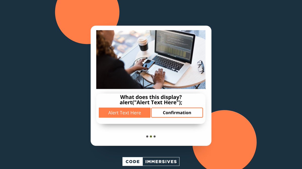 CodeImmersives's tweet photo. If you said "Alert Text Here" you're correct!

JavaScript is one of the core languages you will learn throughout your course at Code Immersives.

#CodeImmersives #CodingSchool #TechCareer #Programming #Developer https://t.co/pz8WdHdBhe