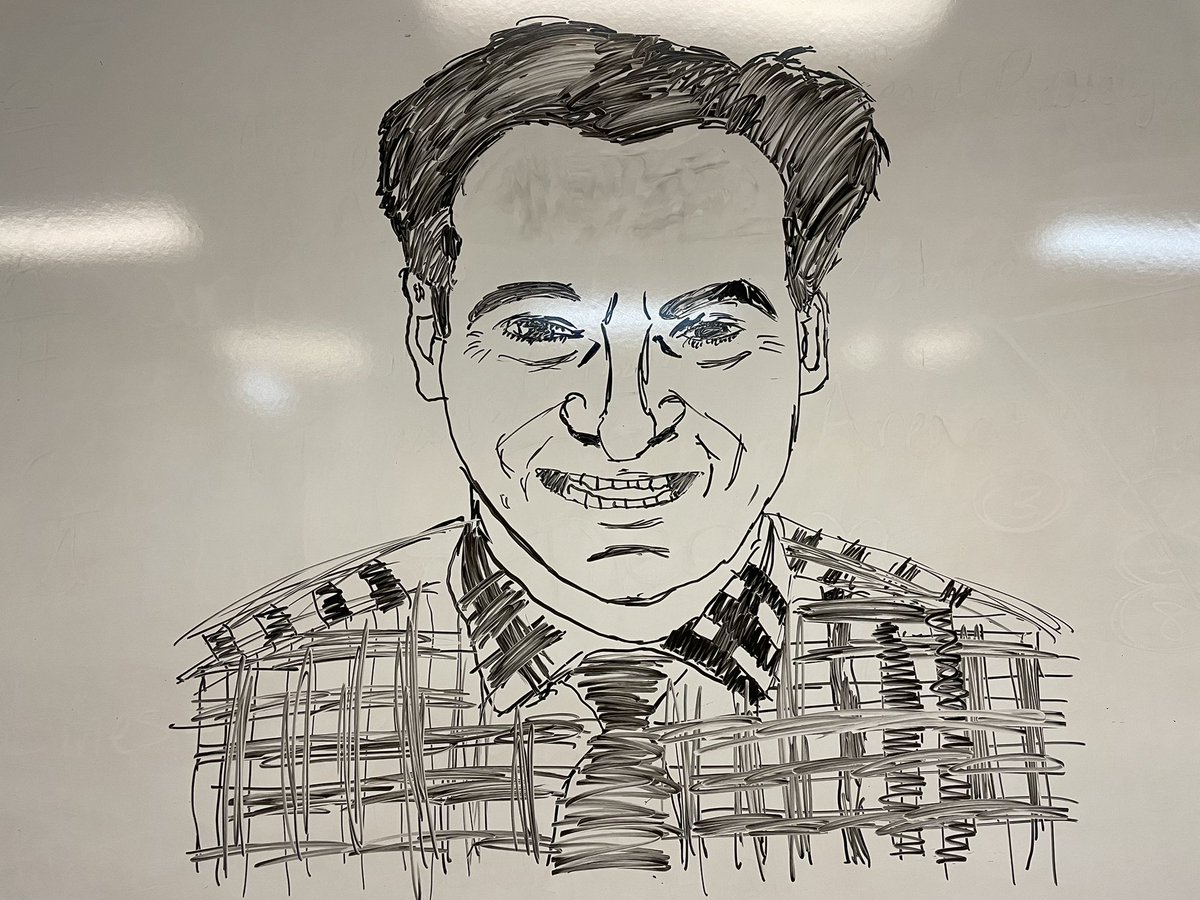 benerickson922's tweet photo. Need to let one of my classes know to go to a different room while I’m in a meeting. So one of my students put @CarlAzuzCNN on the board so he can tell them where to go! https://t.co/HEClBAR8zt