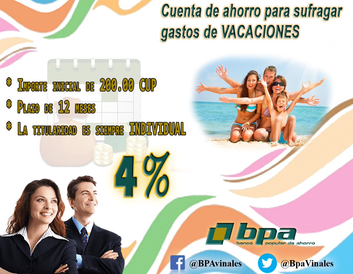 BpaVinales's tweet photo. 🏦 Tener una cuenta en el banco le permite rentabilizar su dinero y aporta seguridad para su futuro.
#BancoPopulardeAhorro
#SomosLaBancaYHacemosNación
#VamosPorMás
#Rumboal39AniversriodelBPA
😉 Esperamos por usted!!! @CubaBPA @bpa_rio @BpaVinales @Greicher_Sol @NiurkaCoste https://t.co/WzJ1EaTVp2