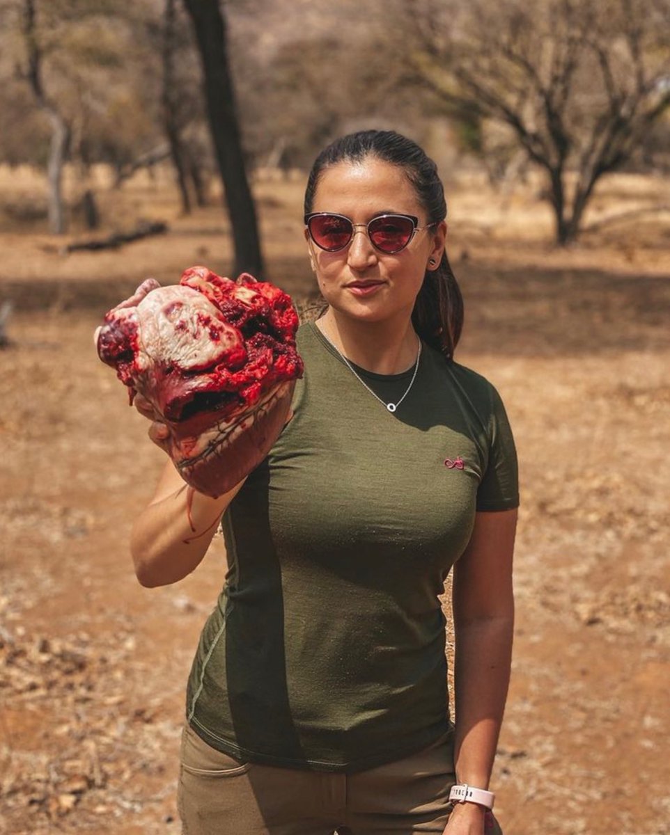 TrophyXpose's tweet photo. Meet Polish hunter Aleksandra (lesny.baranek IG) with the heart of the ‘old’ buffalo cow that she shot in South Africa. Another carcass fondler showing off her shooting skills.😒
🙏🏼RT
#BanTrophyHunting
@tarastrong @AgainstHunting @Angelux1111 @ladydobe1 @trocbe @Lin11W @Gail7175 https://t.co/pw5nrlBHQp