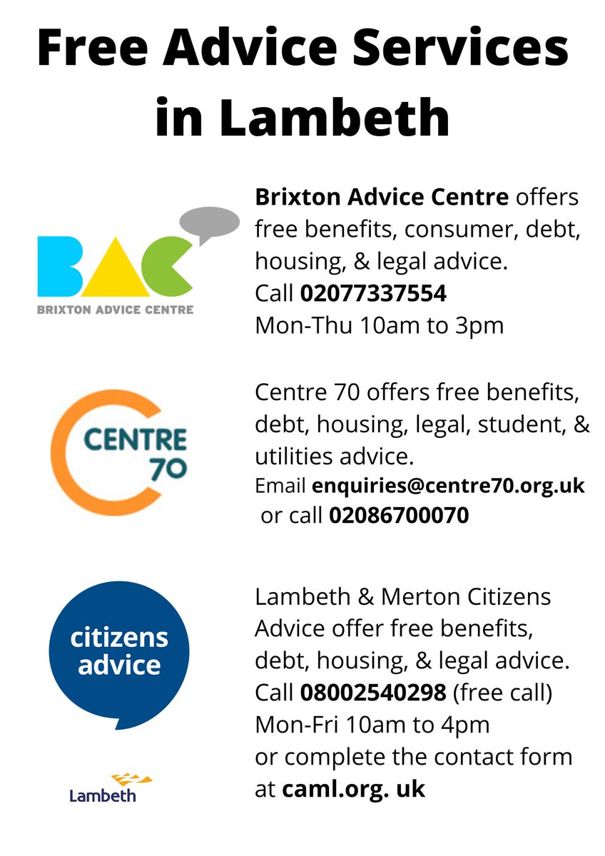 Useful contacts for advice and support in Lambeth