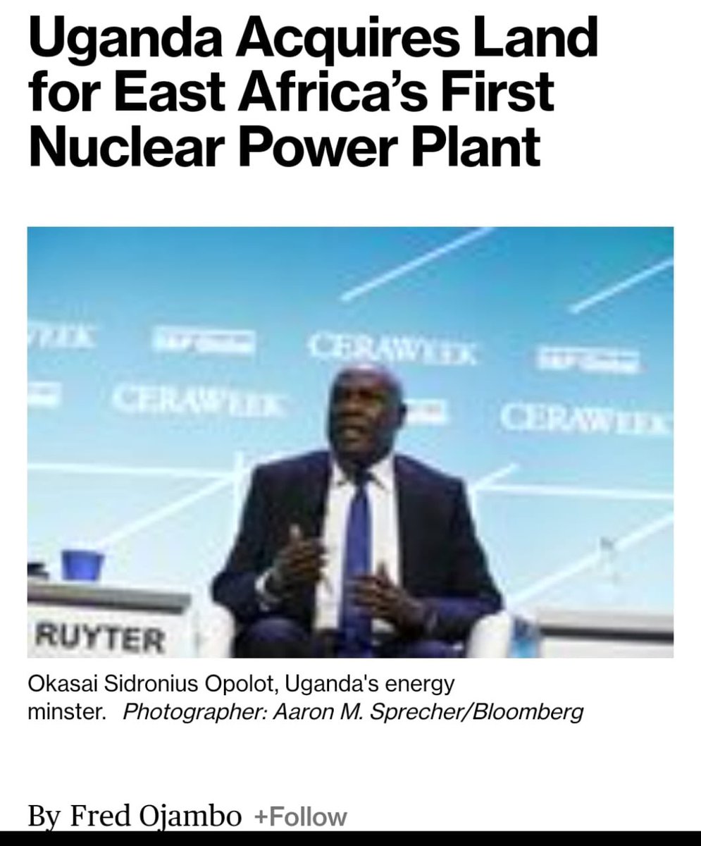 “Uganda said it acquired land for the construction of East Africa’s first nuclear power plant as the continent’s top exporter of coffee beans attempts to expand its electricity generation capacity multi-fold.”