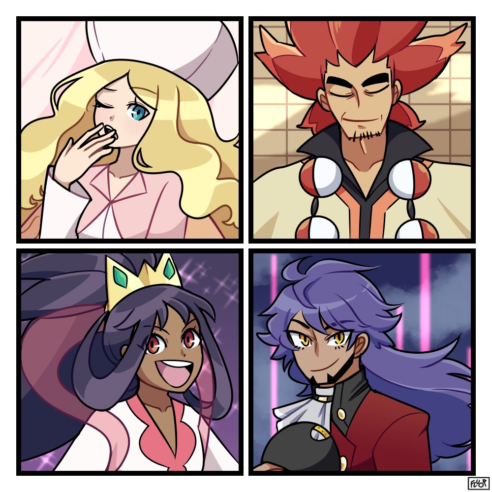 [#Pokemon / pkmn] Third set of portrait requests done! This one's the Elite Four and Champions! 