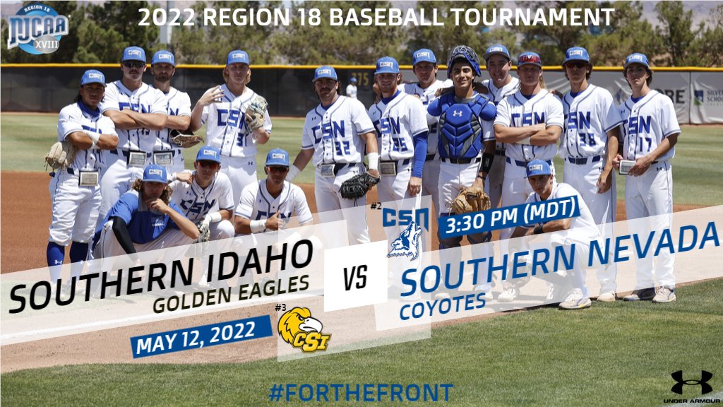 ⚾GAMEDAY⚾
2022 Region 18 Baseball Tournament 
🆚 | #3 Southern Idaho Golden Eagles 
📆 | May 12, 2022 
⌚ | 3:30 PM (MDT)
🏟️ | Cate Field
📍 | West Jordan, UT
📺 | SWAC Network 
scenicwestnetwork.com
🐺⚾️ #ForTheFront #BeatTheGoldenEagles #SurviveAndAdvance 
<a href="/csncoyote/">CSN</a>