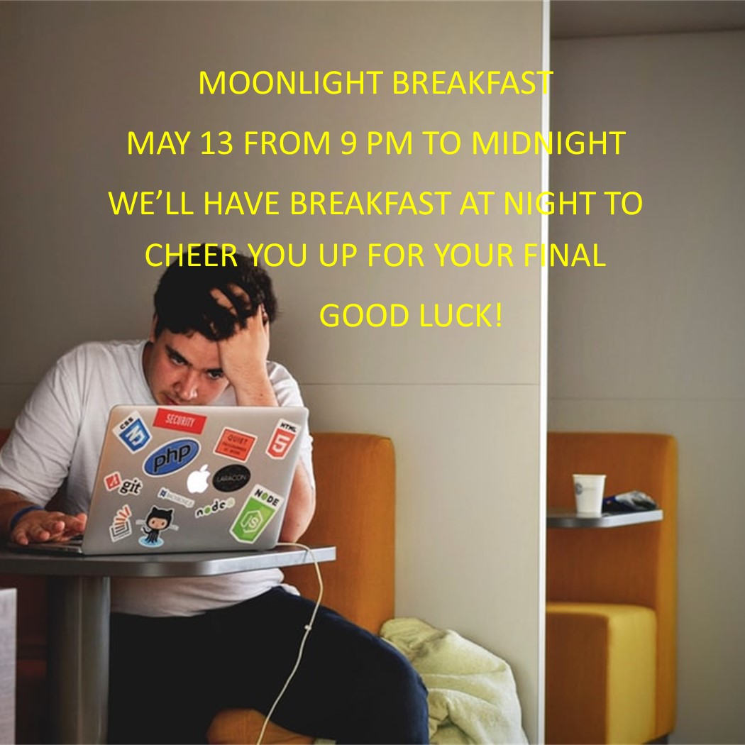 SFSUDining's tweet photo. Good Luck on Your Final! https://t.co/VWlPmrOIFW