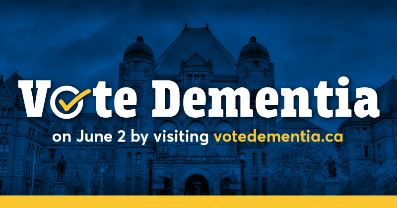 AlzheimerOnt's tweet photo. We need a new Dementia Strategy in Ontario. Find out how you can #VoteDementia on June 2nd &amp; learn about our plan to fix dementia care.