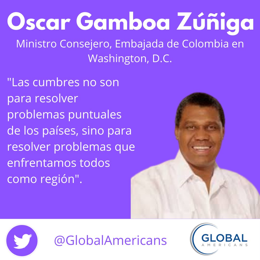 GlobalAmericans's tweet photo. "Las cumbres no son para resolver problemas puntuales de los países, sino para resolver problemas que enfrentamos todos como región", comentó @Osgazu durante nuestro seminario virtual con @fiu_sipa, @Int_IDEA y @FUNGLODE. https://t.co/WVq641lg78