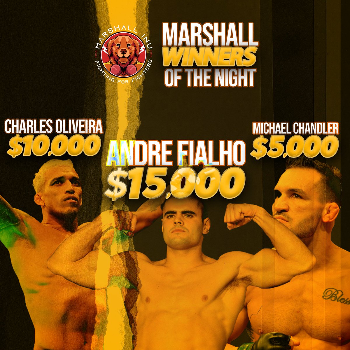 With over 4,500 votes in - the fans and Marshall Army have spoken for #UFC274

1st. @andrefialhojr
2nd. @charlesdobronxs
3rd. @mikechandlermma

Please shoot us a DM to claim your bonus!

Stay tuned for #UFC275 and our community picks for Marshall Of The Night!