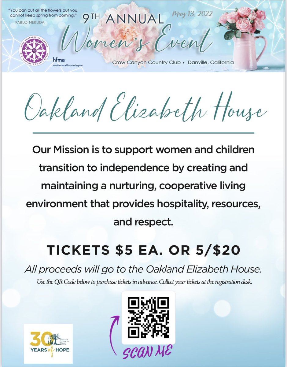 HFMA_NCA's tweet photo. ๐ Are you ready for some amazing prizes like a large Kate Spade satchel purse ๐, Spa Day, and so much more?! All while helping the women and children of the Oakland Elizabeth House?!
Our #HFMANCA https://t.co/D4aYi4f1tJ