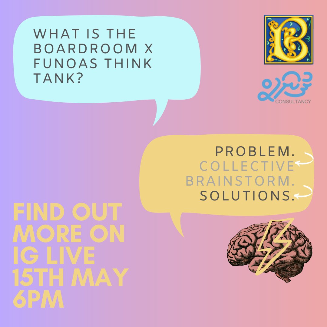 boardroommv's tweet photo. Tune into IG Live this Sunday, where Boardroom and Funoas Consultancy will have a chat on what Think Tanks are all about.

Boardroom collabs with Funoas Consultancy with Think Tank: "Keekuraa Career Eh?" 21st May 8PM. 

Registration: https://t.co/yvAkeKiR2E https://t.co/XjWCUjUJHn
