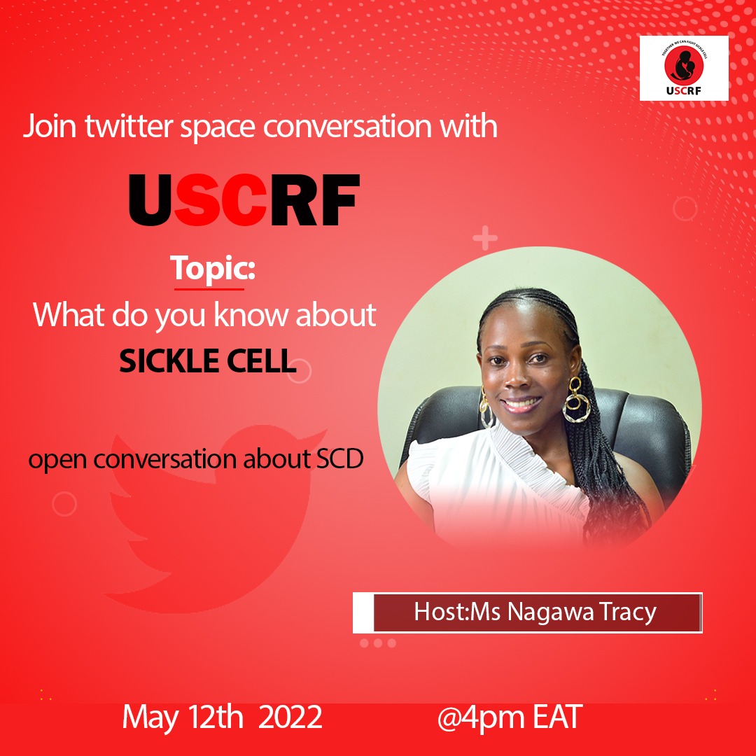 uscrfuganda's tweet photo. Tomorrow we are on... βΊοΈπ 4pm with you host Nagawa Tracy. Just another interesting episode of Open Conversations about Sickle Cell.. This is something you can't miss!
#sicklefree2022
#SickleCellAwareness
#sicklecellfreegeneration
#sicklecellstatus
#uscrfcares https://t.co/mlQ9ddZXZA